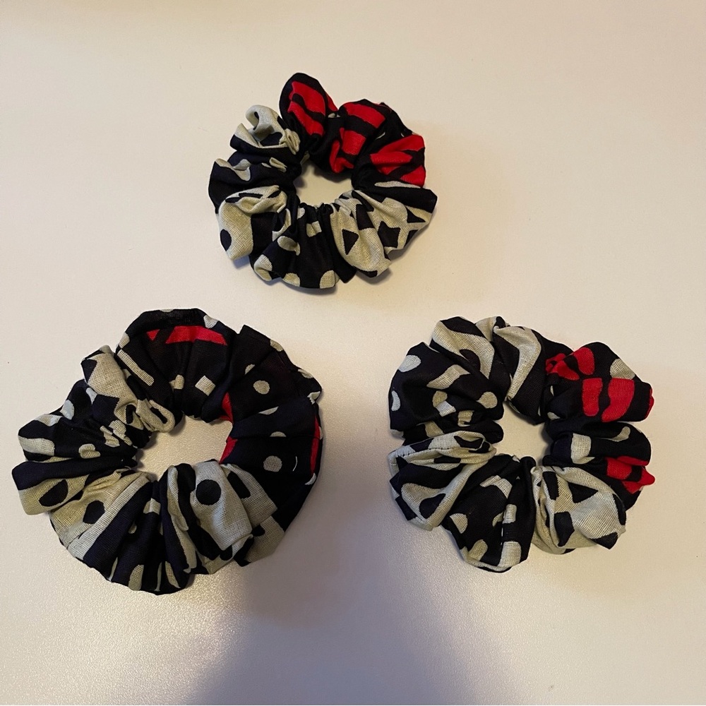 African Print Ankara Handmade Set of 3 Large Cotton Scrunchie